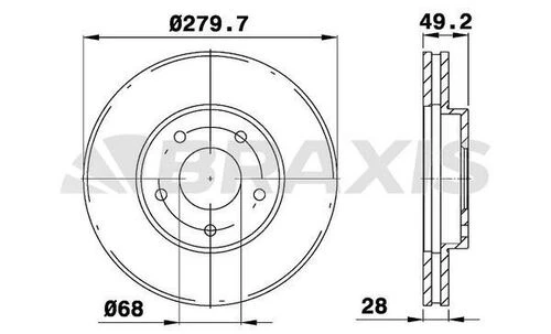 Braxis AE0137 Ae0137 Ön Fren Diski Havalı Nissan Primera P12 03-10 X-trail 01-10 Maxima 10- 280x5 402064u101 ürün görseli 1