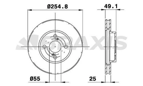 Braxis AE0177 Ae0177 Ön Fren Diski Aynası Havalı Toyota Corolla 1.4 1.6 Vvtı E12 2003-2007 255x4 4351202071 ürün görseli 1