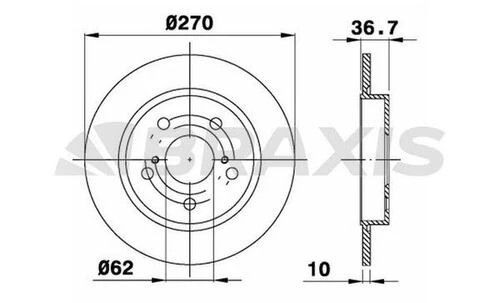 Braxis AE0293 Ae0293 Arka Fren Diski Aynası Düz Toyota Auris 1.4 D4d 2007-2011 Corolla 1.4 D4d 2007-2011 270x5 4243102170 ürün görseli 1