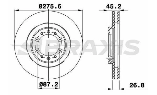 Braxis AE0699 Ae0699 Ön Fren Diski Havalı Mitsubishi Pajero Iı 96-00 276x5 Df4077 ürün görseli 1