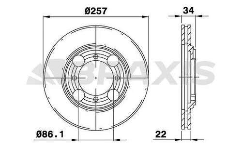 Braxis AE0407 Ae0407 Ön Fren Disk Aynası Havalı Hyundai Elantra 1.6 1.8 Coupe 96-98 257x4 5171228300 ürün görseli 1