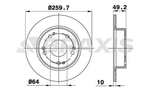 Braxis AE0474 Ae0474 Arka Fren Diski Düz Honda Accord 03-08 260x5 42510seae00 ürün görseli 1