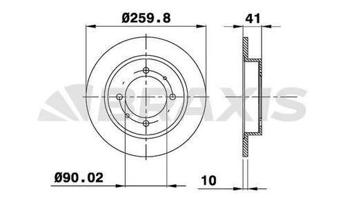 Braxis AE0208 Ae0208 Arka Fren Diski Aynası Düz Mitsubishi Carisma 1995-2006 Volvo S40 95-v40 95- Düz 260mm 30872940.9 ürün görseli 1