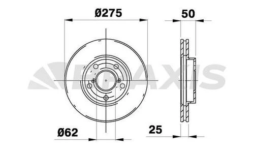 Braxis AE0183 Ae0183 Ön Fren Disk Aynası Havalı Toyota Rav4 00-05 275x5 4351242032 ürün görseli 1