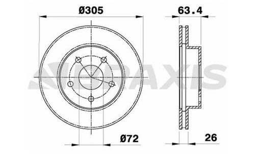 Braxis AE0457 Ae0457 Ön Fren Diski Jeep Grand Cherokee Iı 99-04 52098672 ürün görseli 1