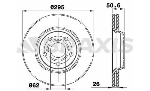 Braxis AE0258 Ae0258 Ön Fren Diski Aynası Havalı Toyota Avensis 2009-verso 2010- 295x5 435120f030 ürün görseli 1