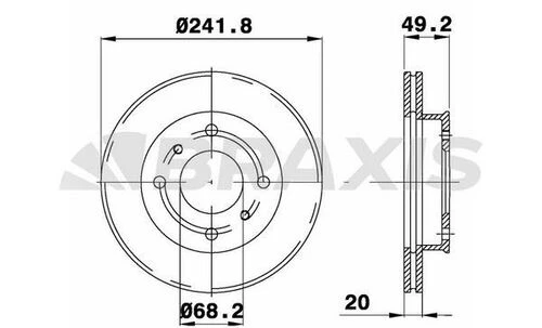 Braxis AE0587 Ae0587 Ön Fren Diski Aynası Havalı Nissan Primera P10 90-96 242x4 4020690j01 ürün görseli 1