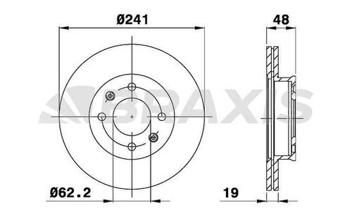 Braxis AE0119 Ae0119 Ön Fren Disk Aynası Havalı Hyundai Getz 1.3 1.4 1.6 Benzinli Hyundai Getz 02- 241x4 517121c000 ürün görseli 1
