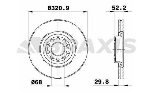 Braxis AE0771 Ae0771 Ön Fren Disk Aynası Havalı A6 Avant 1.8t 2.4t 2.5tdı 2.7t 2.8 Quatro 4b3615301 ürün görseli 1