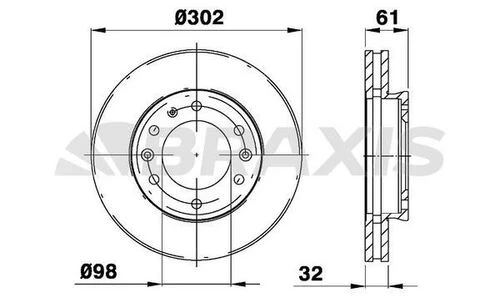 Braxis AE0719 Ae0719 Ön Fren Diski Ford Ranger Tke 2.2-3.2 11 Mazda Bt 50 2.2tdcı 12- Ab311125aa ürün görseli 1