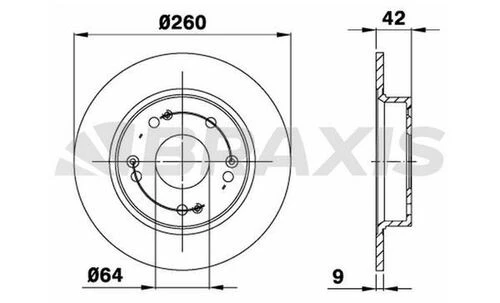 Braxis AE0227 Ae0227 Arka Fren Diski Aynası Düz Honda Civic Sedan Hbvıı 07-11 Civic Sedan 12- 260x5 42510smge20 ürün görseli 1