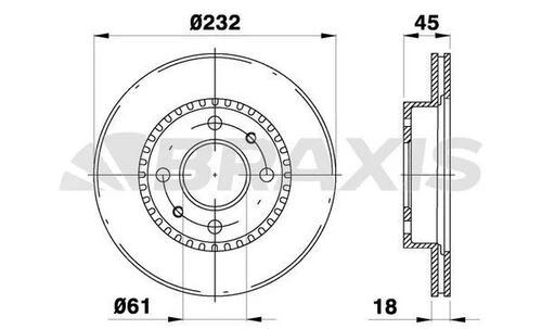 Braxis AE0655 Ae0655 Ön Fren Diski Havalı Nissan Almera Hb95-00 232x4 N15 Kasa Df4019 ürün görseli 1