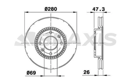 Braxis AE0567 Ae0567 Ön Fren Disk Aynası Havalı Hyundai Elantra 1.6 2.0 00-06 Sonata 2.0 01-04 Magentis 2.0 01- 280x4 517123d300 ürün görseli 1