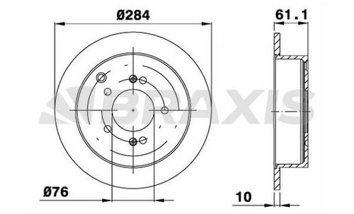 Braxis AE0243 Ae0243 Arka Fren Disk Aynası Hyundai Santa Fe 01-tucson 04-trajet 00-kia Sportage 04- 284x5 584113a300 ürün görseli 1