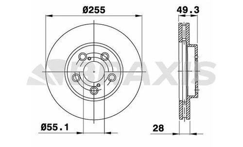 Braxis AE0686 Ae0686 Ön Fren Diski Havalı Toyota Carina Corona 2.0 St 191 92-97 255x5 4351205020 ürün görseli 1