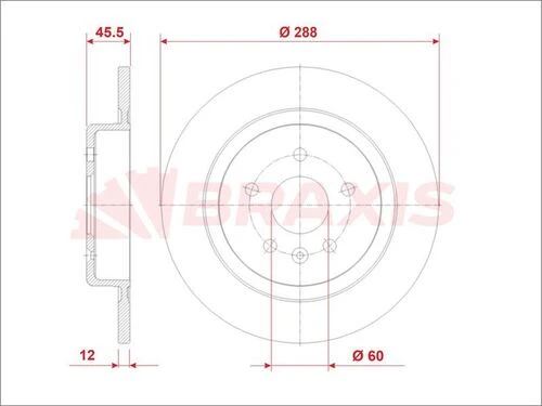 Braxis AE0932 Ae0932 Fren Diski Arka Opel Astra K 15-16 Jant 288mm 13509120 ürün görseli 1