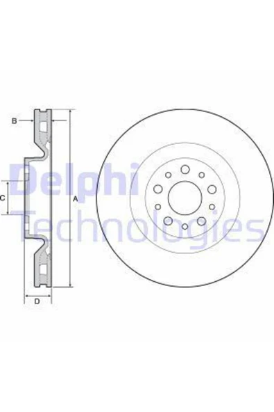 Delphi BG4556 FREN DİSKİ ÖN 500 L 12- DOBLO 09- / COMBO 12- HAVAL ürün görseli 1