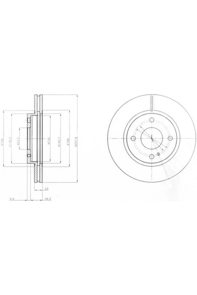 Delphi BG4170C ÖN FREN DİSKİ FORD FIESTA 08-  258×23×4DLxHAVALI ürün görseli 1
