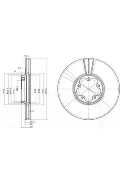 Delphi BG3504 FREN DİSKİ ÖN TRANSIT V184  ARKADAN ÇEKISLI HAVALI ürün görseli 1