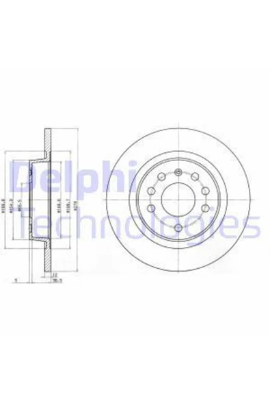 Delphi BG3731C ARKA FREN DİSKİ VECTRA C GTS 1.6 16V 02- SIGNUM ürün görseli 1