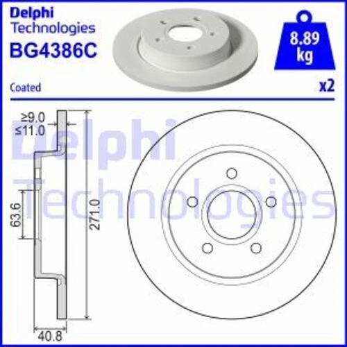 Delphi BG4386C Bg4386c Arka Fren Disk Aynası Focus Iıı Cb8 11-14 Focus Iv Cew 14- Düz 271mm Bv612a315ba ürün görseli 1