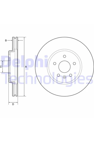 Delphi BG4783C FREN DISKI ON Ø300MM KARBON KAPLAMALI (OPEL  ASTRA K) ürün görseli 1