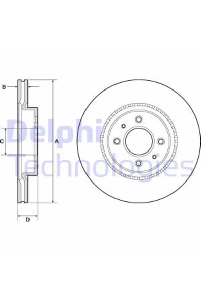 Delphi BG4743C Bg4743c Fren Dıskı On I20 15> / Rıo 11> 1.4 Crdı 15 Jant Havalı 280mm 4 Bıjon ürün görseli 1