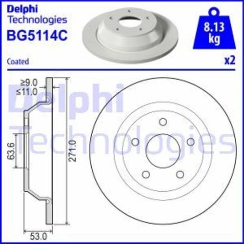Delphi BG5114C Bg5114c Arka Fren Diski Ford Puma 17- L1tc2a315aa ürün görseli 1