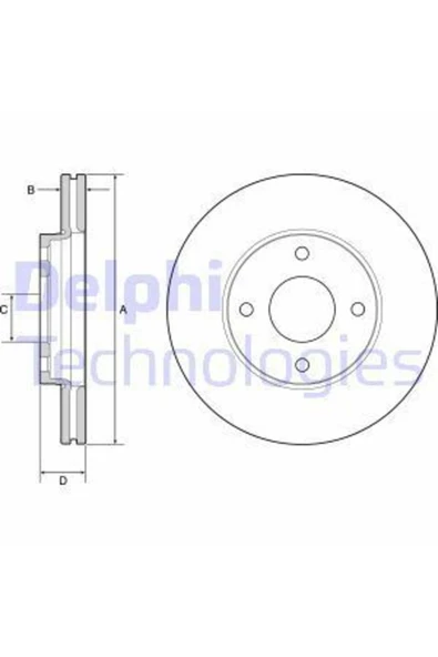 Delphi BG4953C FREN DİSKİ ÖN ÇİFTLİ PAKET FORD FIESTA VII 17-- ürün görseli 1