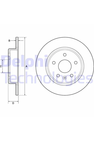 Delphi BG4761C FREN DISKI ARKA Ø264 MM 15 JANT KARBON KAPLAMALI (OPEL  ASTRA K 1.6 CDTI) ürün görseli 1