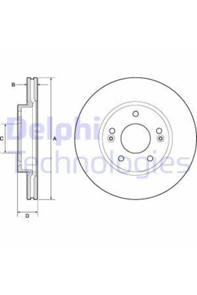 Delphi BG4745C Fren Dıskı Ön Havalı 280 5 Karbon Kaplamalı I30 11- ürün görseli 1