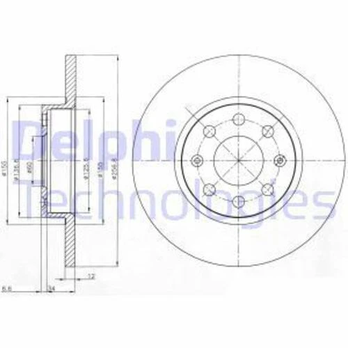 Delphi BG4155 FREN DİSKİ ÖN PUNTO EVO 09- / CORSA D 06- CORSA E 1 ürün görseli 1