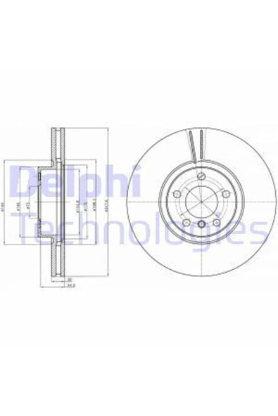 Delphi BG9063C Fren Dıskı Teklı Paket Boyalı Bmw X5×6 04/07- On Uyumlu ürün görseli 1