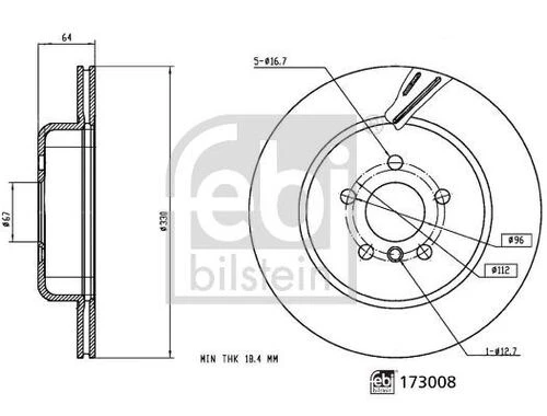 FEBI 173008  Diskli Fren Fren Diski Bmw 34216882245 ürün görseli 1