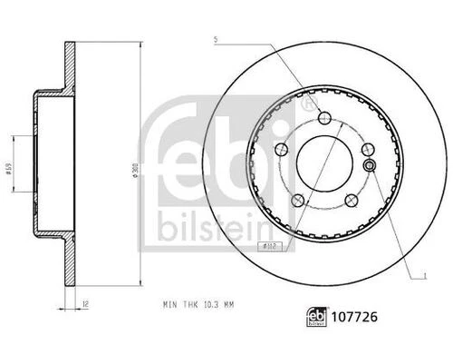 FEBI 107726  Fren Diski Arka Mercedes C-serisi W205 S205 C205 A205 4230512 ürün görseli 1