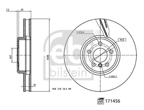 FEBI 171456  Fren Diski Ön Sağ Bmw G20 G30 G11 G15 G16 G01 G02 G05 G28 34116860912 ürün görseli 1