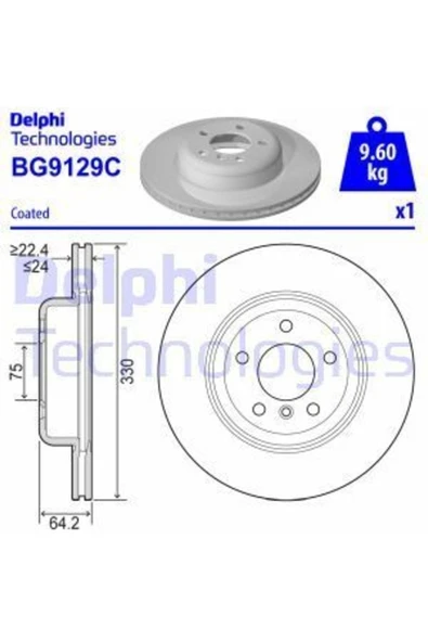 Delphi BG9129C Fren Dıskı Ön Bmw 5 F10 F11 10- Uyumlu ürün görseli 1