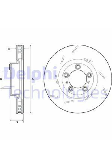 Delphi BG9128C ÖN FREN DİSKİ TEKLI PAKET BOYALI SOL PORSCHE PANA ürün görseli 1