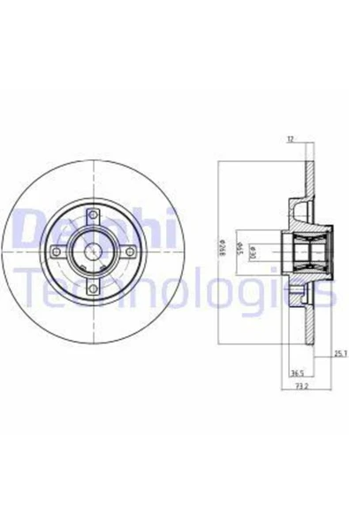 Delphi BG9053RSC ARKA FREN DİSKİ (DISKI) ADET C4 GRAND PICASSO-C ürün görseli 1