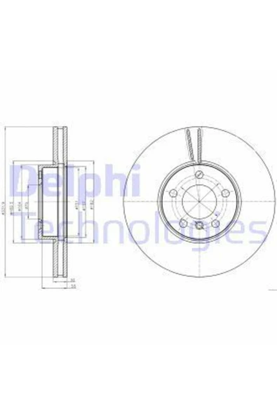 Delphi BG9061 FREN DİSKİ ÖN BMW X5 07- BMW X6 08- ADET ürün görseli 1