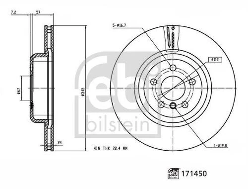 FEBI 171450  Fren Diski Arka (5D 345Mm) Bmw G20 G21 G30 G11 G02 15- ürün görseli 1