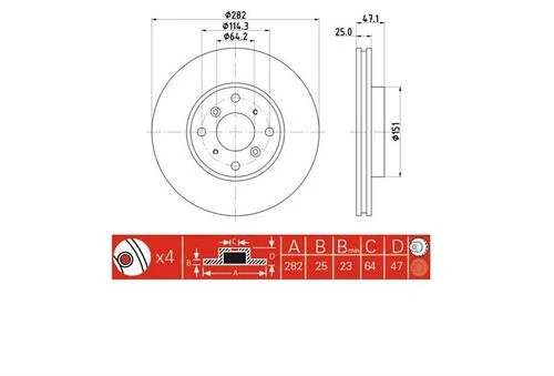 IOTO 10305 -30302 FREN DİSKİ ÖN 282 MM. ACCORD 1998-2002 ürün görseli 1