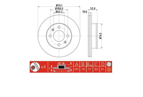 IOTO 10201 -30302 Fren Diski Ön 241 Mm. Accent 2000-2005 ürün görseli 1