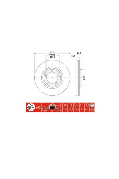 IOTO 10204 -30303 Ön Fren Diski 274mm Starex Yeni Model 02-07 ürün görseli 1