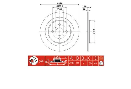 IOTO 10103 -30303 FREN DİSKİ ARKA 278 MM. YARIS 2006-- ürün görseli 1