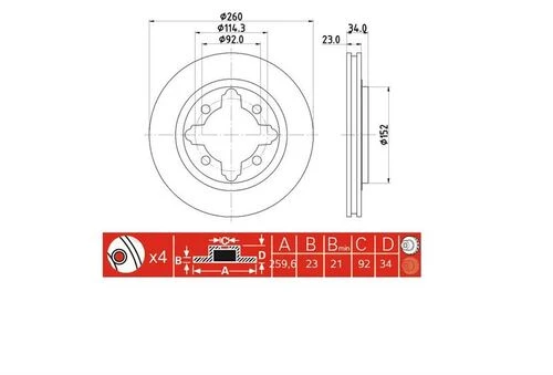 IOTO 10305 -30301 FREN DİSKİ ÖN 260 MM. ACCORD 1990-1993 600 SERIE ürün görseli 1
