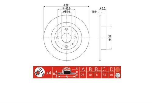 IOTO 10801 -30304 FREN DİSKİ ARKA 261 MM. 323 1.5 16V 1998-2004 ürün görseli 1