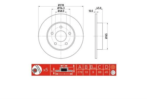 IOTO 10409 FREN DİSKİ ARKA 278 MM. PRIMERA 2002-- ALMERA 2000-- ürün görseli 1