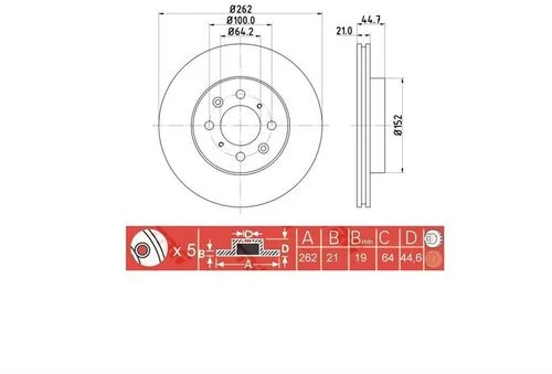 IOTO 10301 -30303 Fren Diski Ön 262 Mm. Civic 1.6 1996-2005 Euro Civic 1996-2000 ürün görseli 1