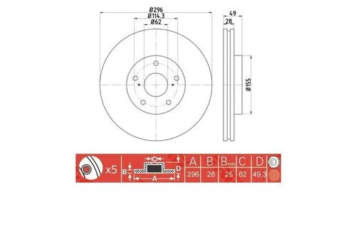 IOTO 10106 -30301 FREN DİSKİ ÖN 296 MM. RAV4 2006-- ürün görseli 1